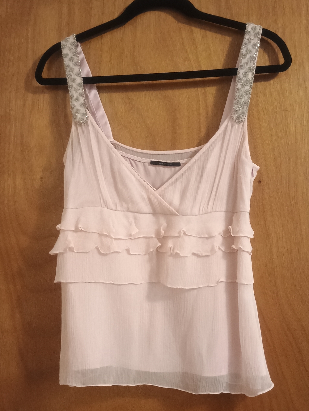 Elie Tahari Silk Chiffon Pink Camisole - Hand-Beaded - Size Medium Petite - Y2K